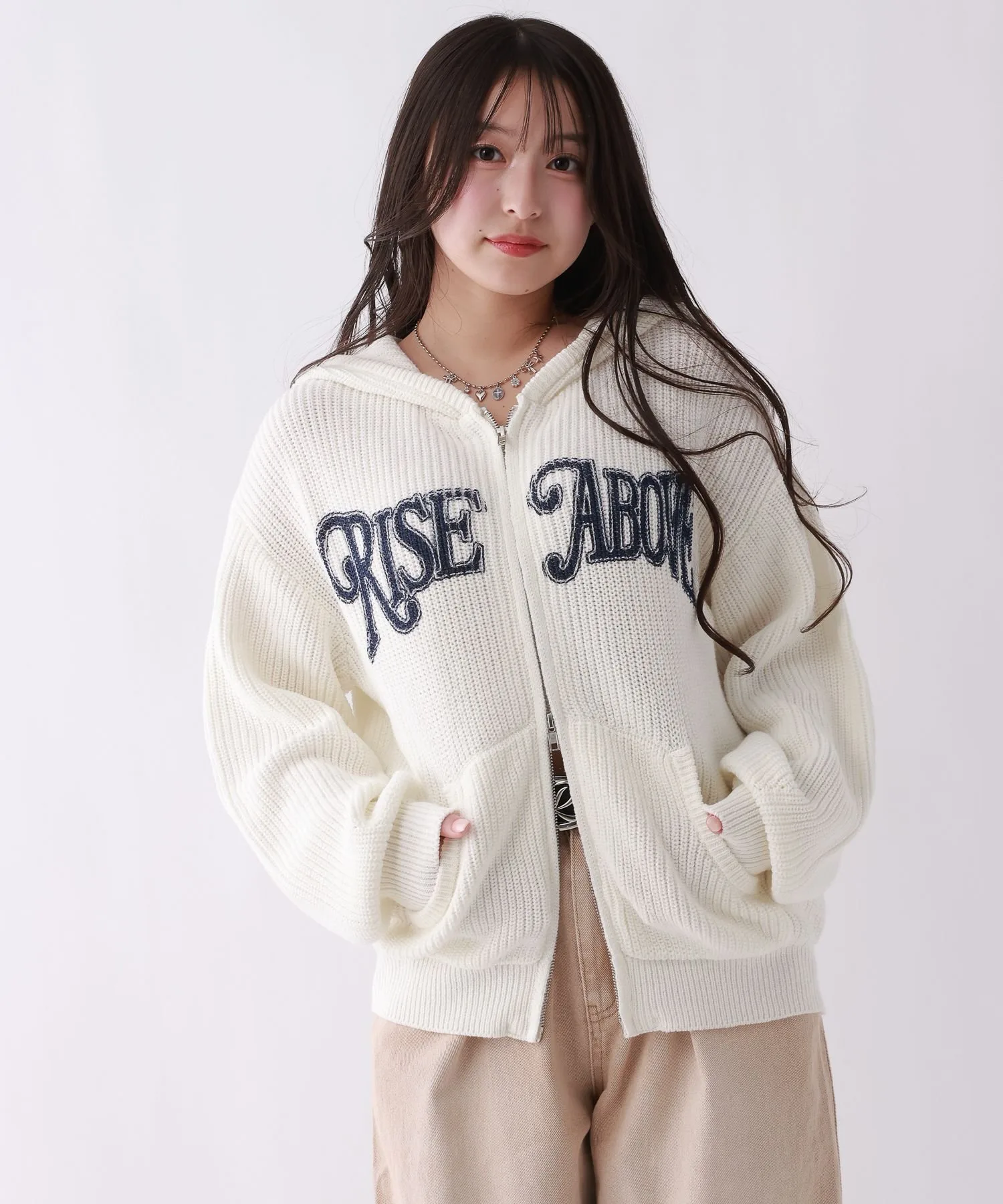 Вязаная толстовка на молнии с логотипом Repipi armario, Off White 05