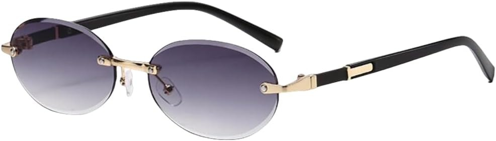 

Модные солнцезащитные очки без оправы овальной формы, стильные линзы с градиентом, для улицы, роскошные маленькие черные винтажные солнцезащитные очки без оправы TVTBBVV, C4gradientgrey