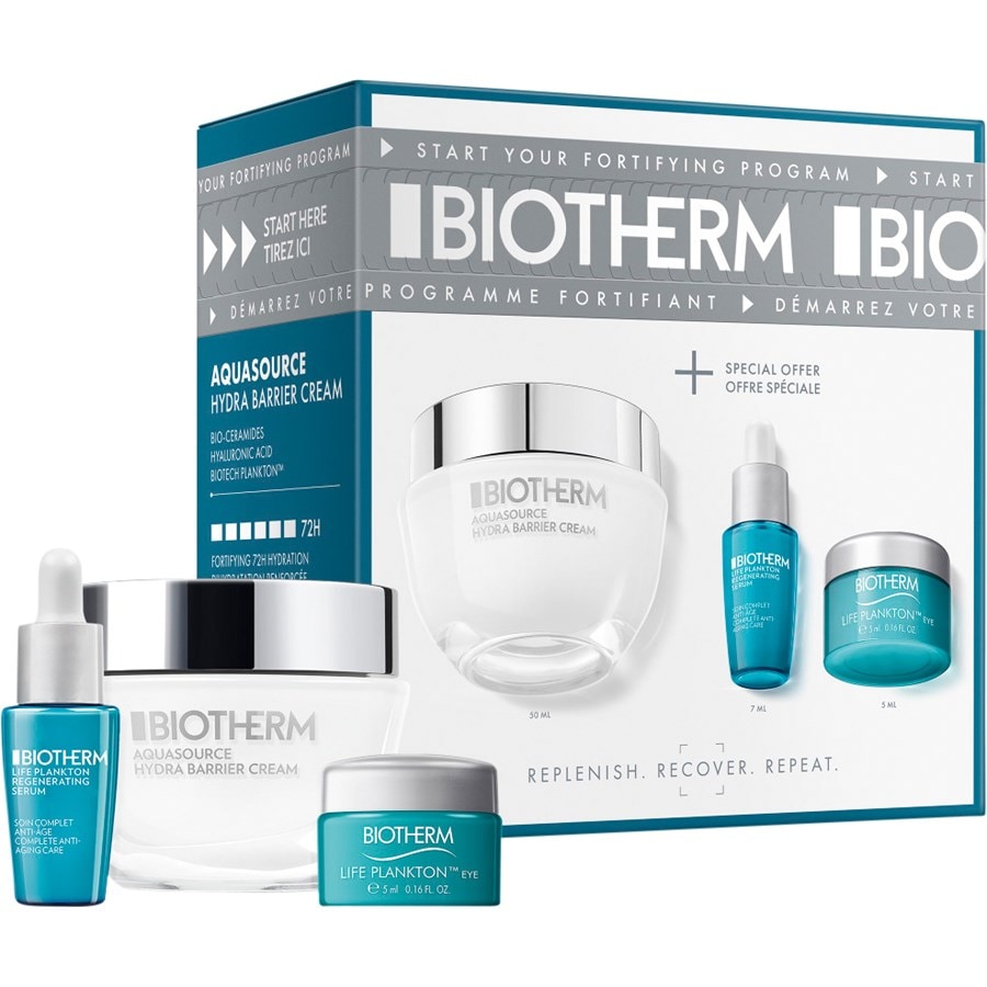 

Крем для лица Biotherm Aquasource Hydra Barrier Routine Set, Hydra Barrier Cream 50 ml + Life Plankton Elixir 7 ml + Life Plankton Eye 5 ml / 1 Stk.