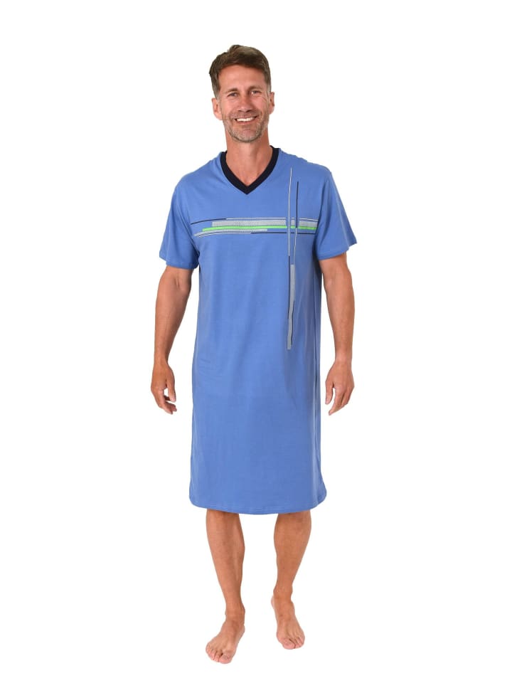 

Ночная рубашка с короткими рукавами и принтом спереди синего цвета. NORMANN