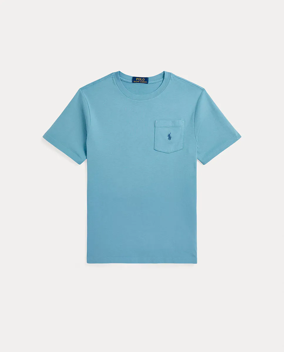 

Голубая хлопковая футболка для мальчика Polo Ralph Lauren, светло-голубой