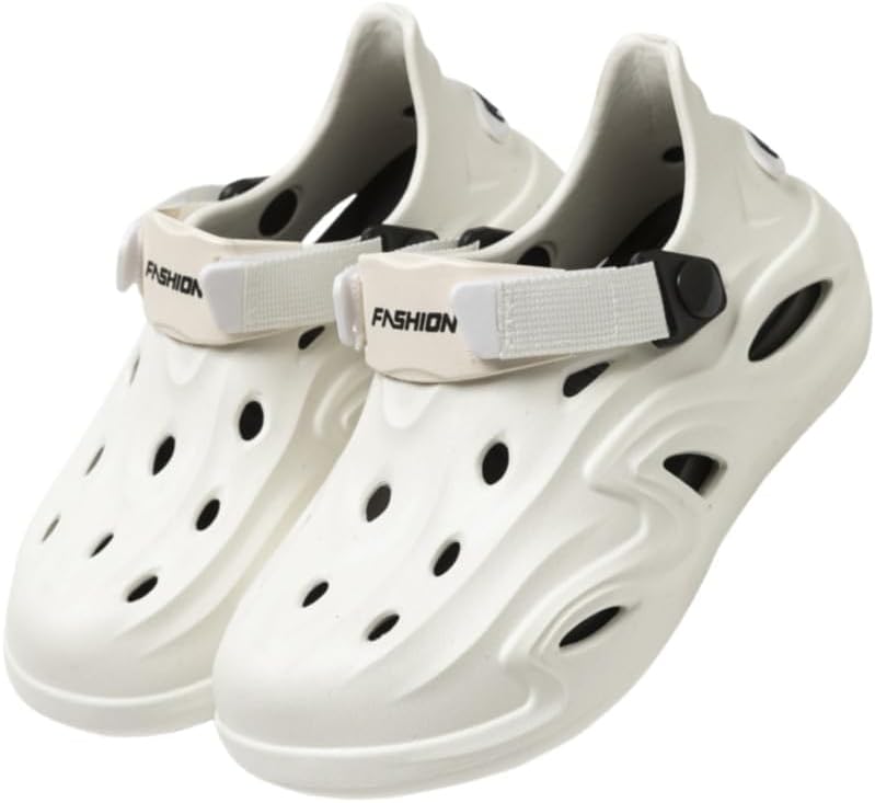 

Мужские летние сабо - садовая обувь с принтом алфавита, легкие для надевания, с нескользящей прочной подошвой для активного отдыха на улице, повседневная обувь для пляжа Clolinde, белый