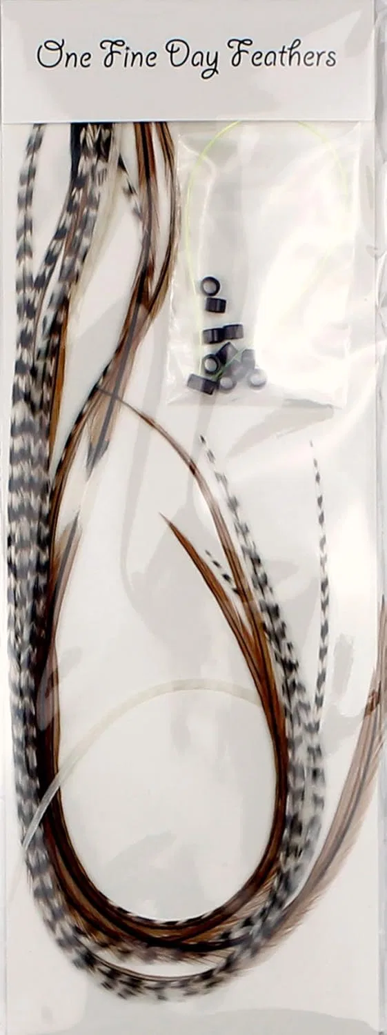 Натуральные перьевые наращивания для волос XXL LONG 28-33 см, 10 шт. One Fine Day Feathers, Mixed Naturals — фото 2