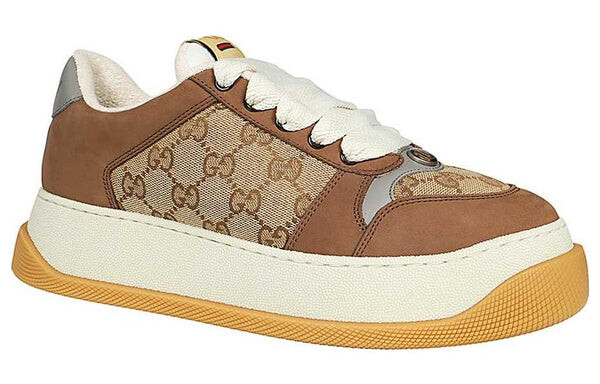 Кроссовки screener gg leather sneakers 'brown beige white' Gucci, бежевый — фото 3