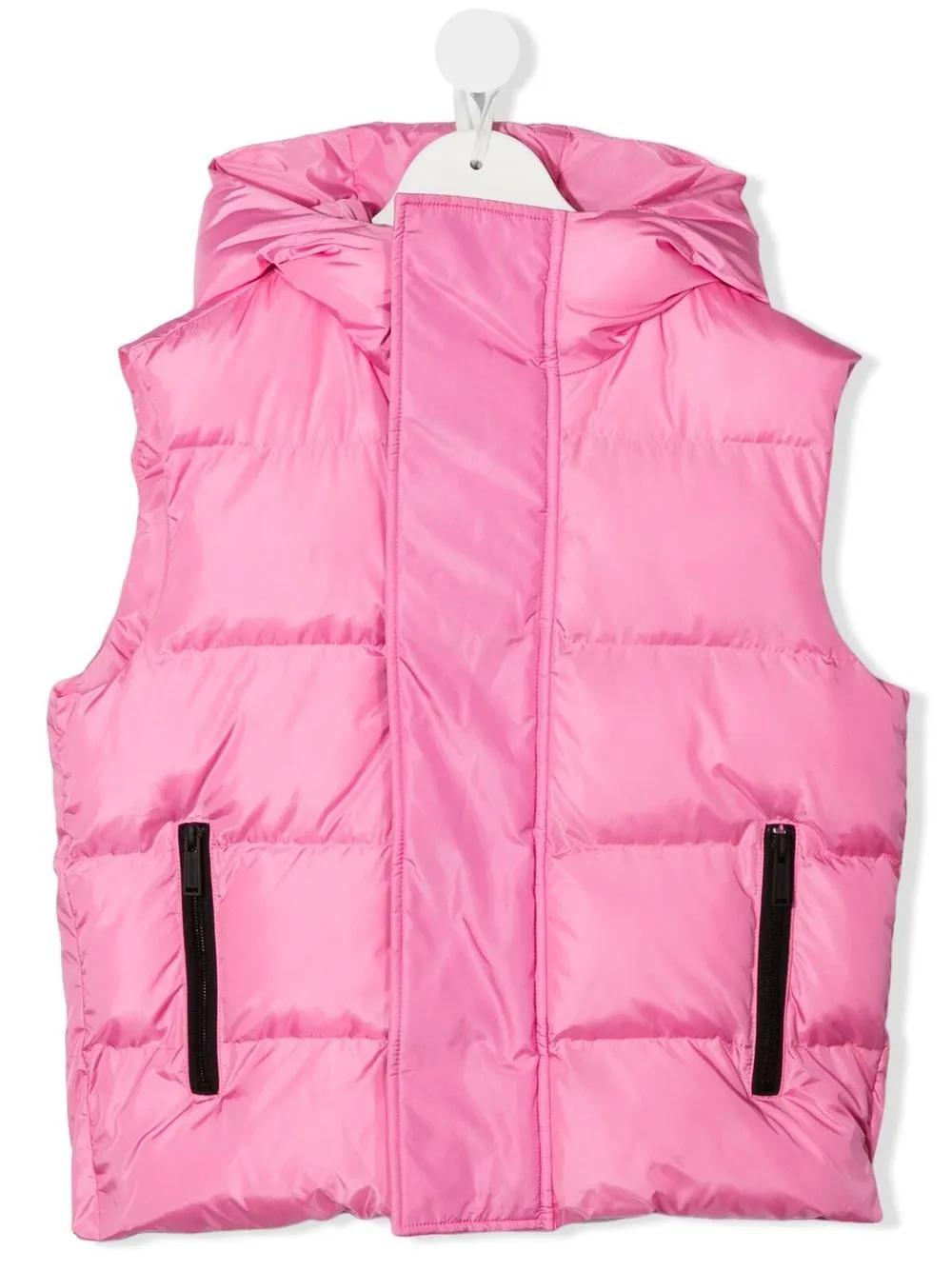 

Дутый жилет с капюшоном и логотипом DSQUARED2 KIDS, розовый