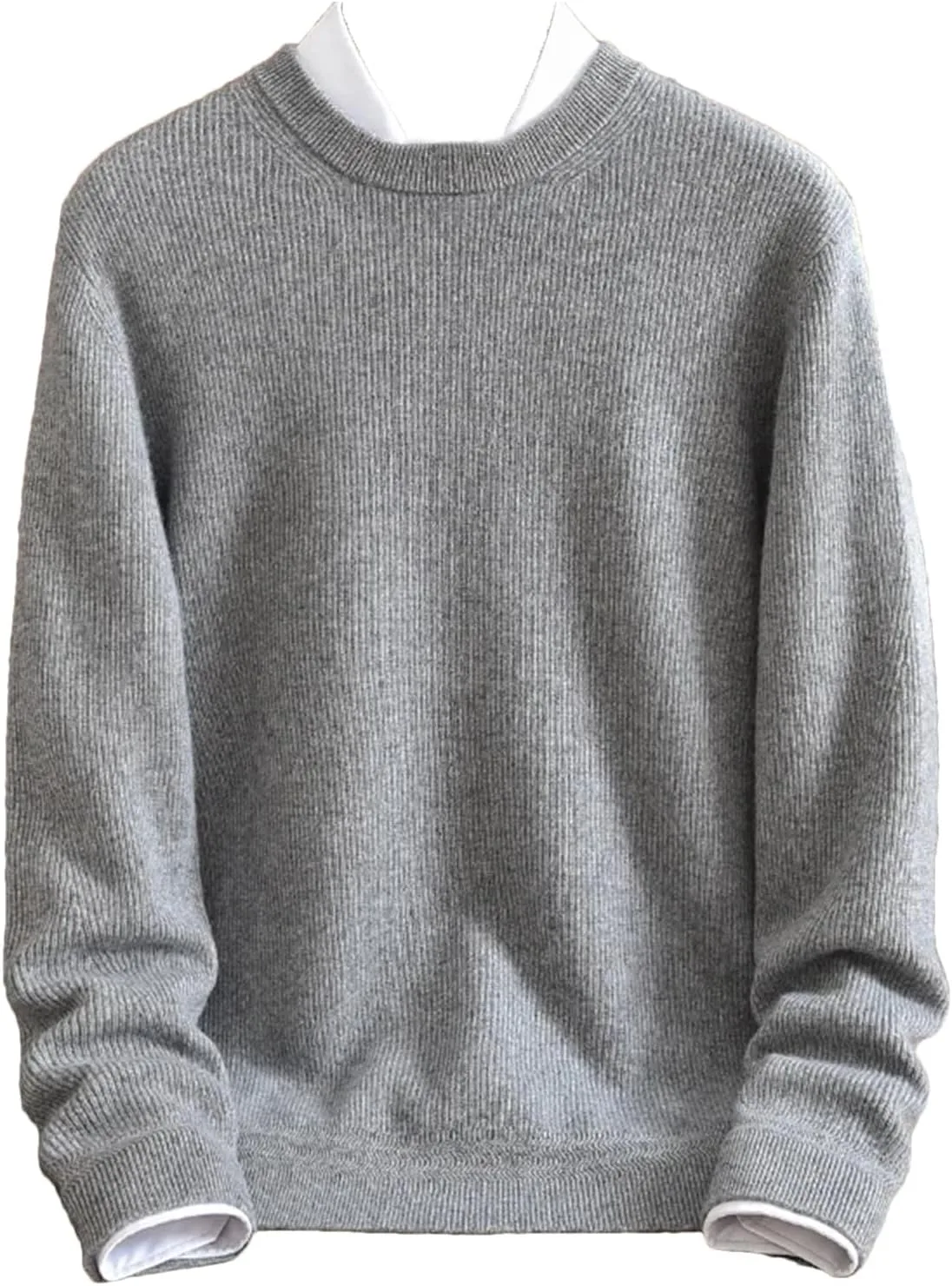 

Мужской свитер Vogrtcc с круглым вырезом, однотонный, зимний, молодежный, свободный, теплый, толстый, 100% кашемир