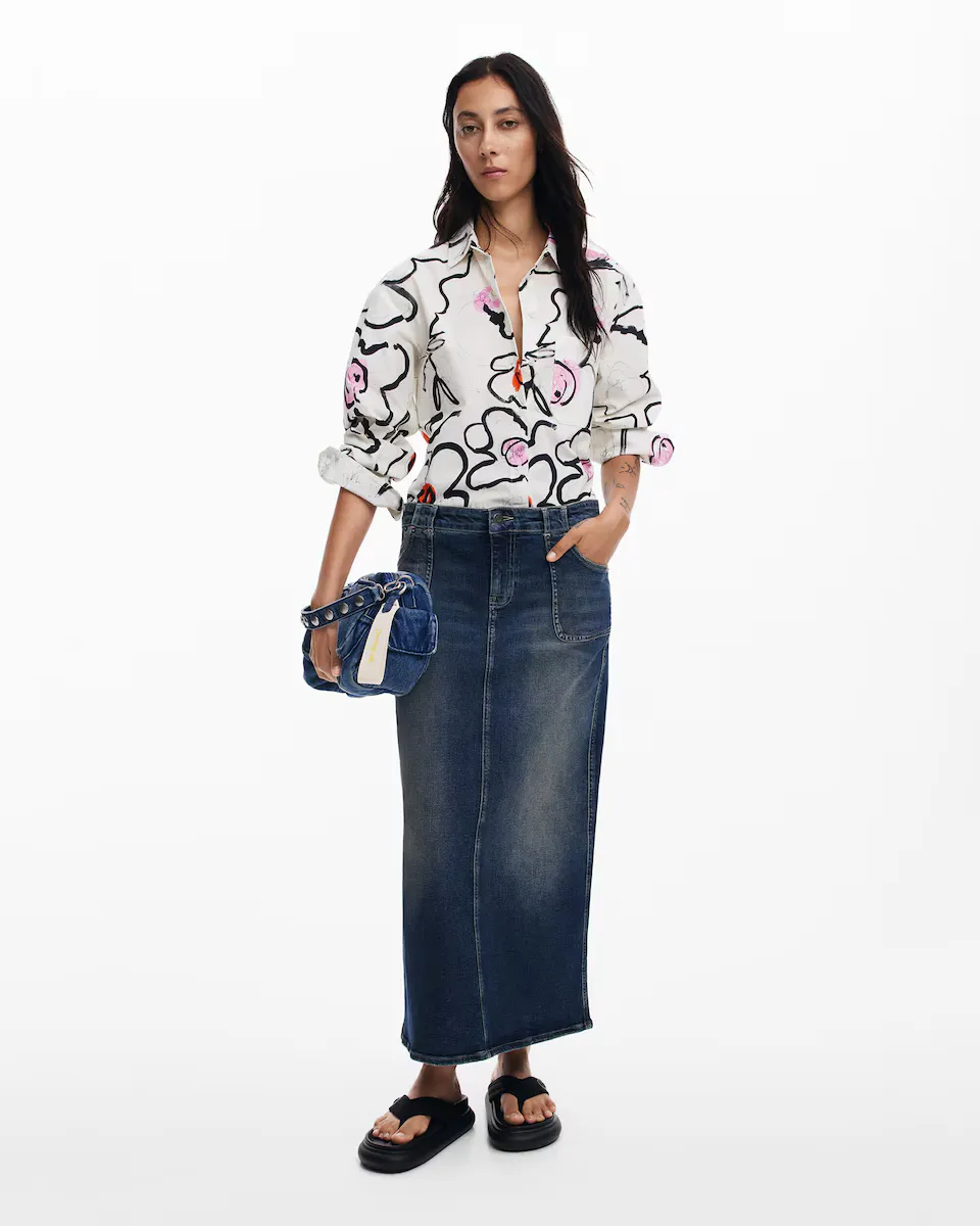 

Легкая женская рубашка с цветами Desigual, белый