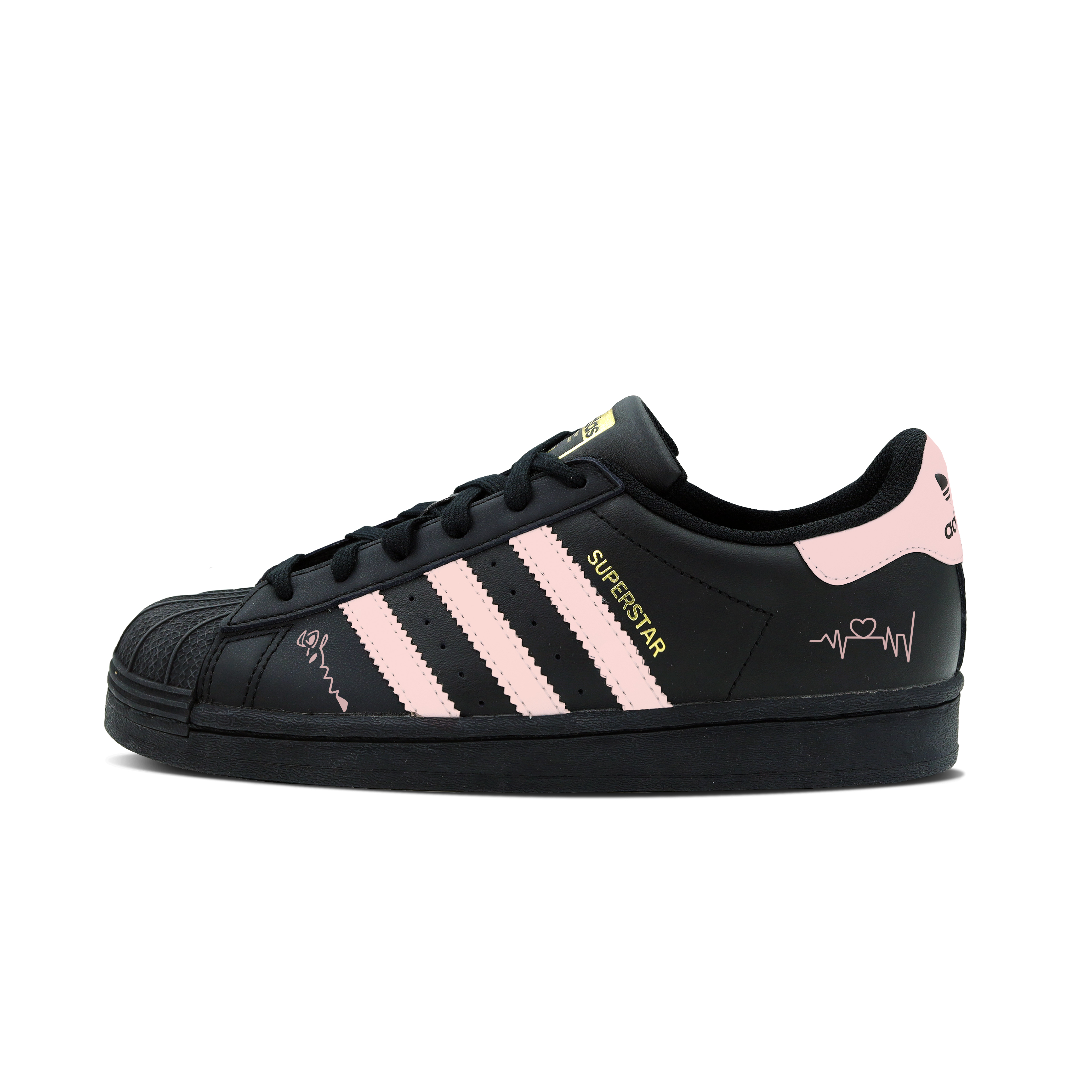 Детские кроссовки для скейтбординга Superstar J для начальной школы Adidas Originals, черный/розовый — фото 2