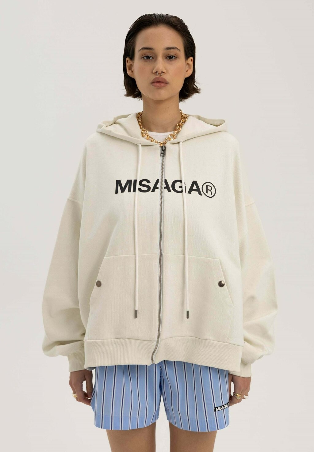 

Толстовка на молнии STATEMENT HOODIE Misaga, бежевый