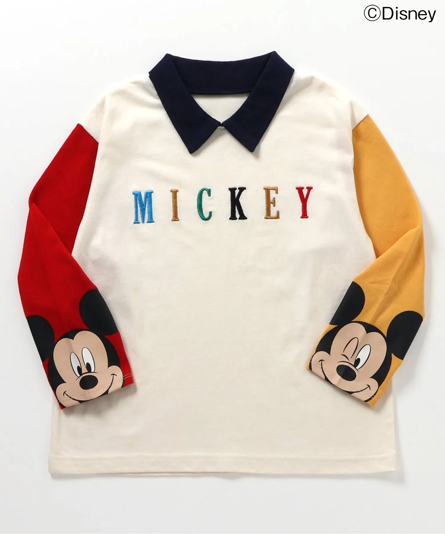 Детская футболка с воротником Disney с Микки Маус и Минни Маус, полосатая, Disney — фото 2