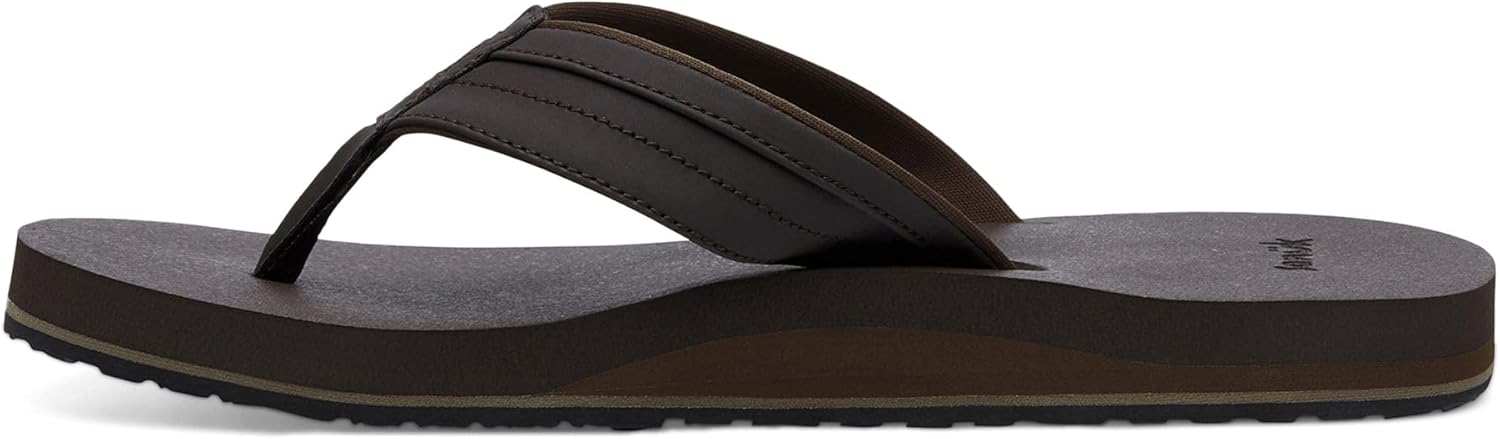 Sanuk Mens Ziggy ST | Flip Flops for Men | Mens Сандалии | Beach Сандалии | Water Friendly & Lightweight | Comfort Footbed, темно-коричневый — фото 3