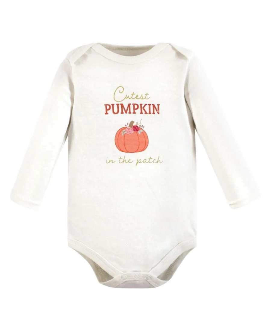 Хлопковые боди с длинными рукавами, комплект из 5 штук с рисунком слона Hudson Baby, Cutest Pumpkin — фото 2