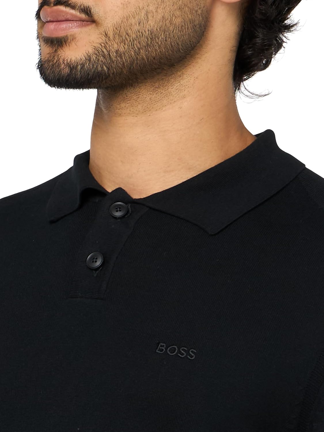 Свитер BOSS из шерстяной смеси с небольшим логотипом, Black Gloss — фото 3