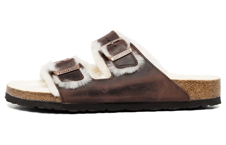 

Сандалии Arizona Shearling Oiled Leather 'Habana' Birkenstock, Brown