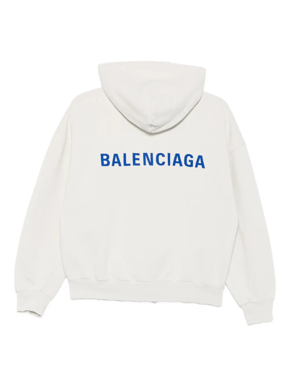 Худи на молнии с вышитым логотипом Balenciaga, нейтральный — фото 2