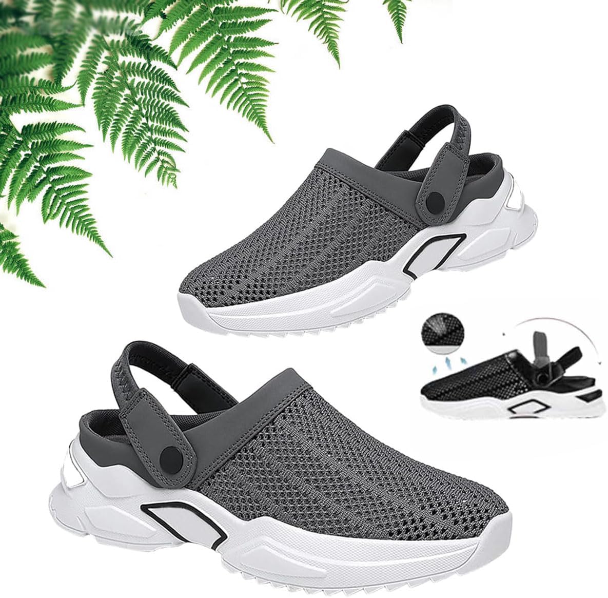 

Мужские ортопедические летние сандалии HUIQINGLI с вырезами, наружная повседневная обувь с противоскользящей подошвой и поддержкой свода стопы, серый