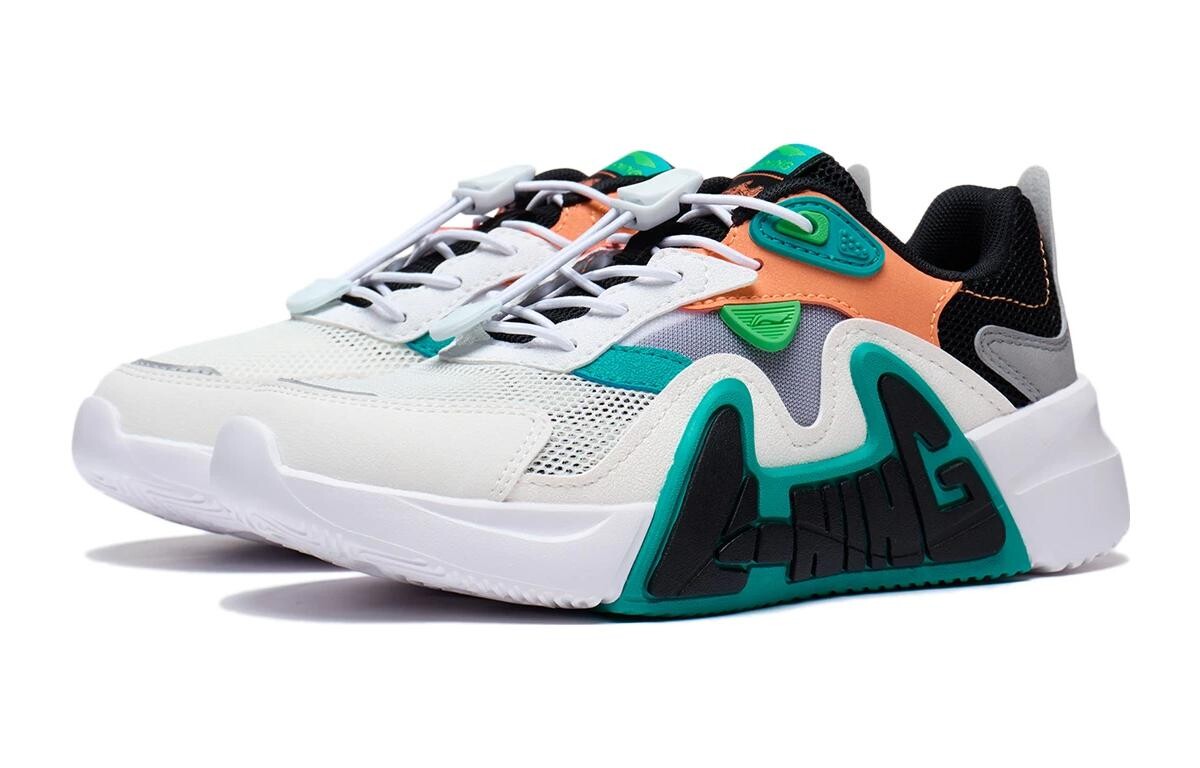 Кроссовки LINING YOUNG Kids Lifestyle Shoes GS Low-top White/Black/Green/Orange — фото 3