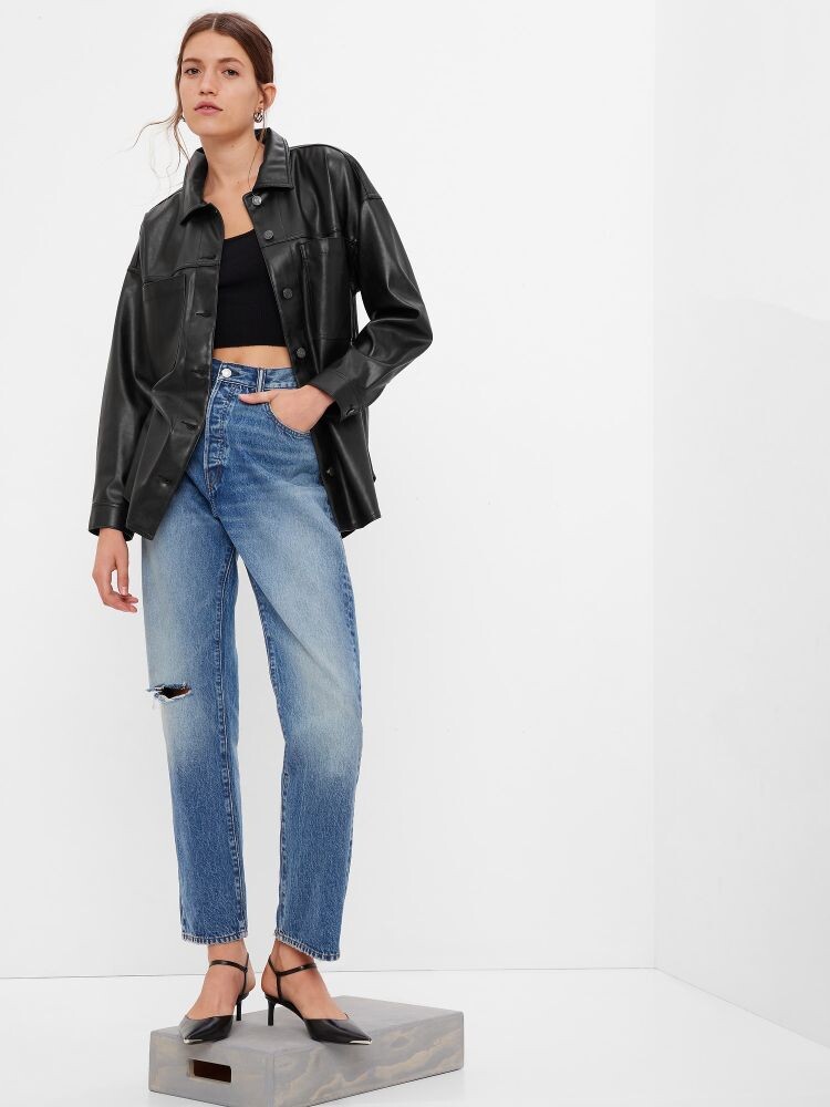 

Куртка из искусственной кожи Gap, черный