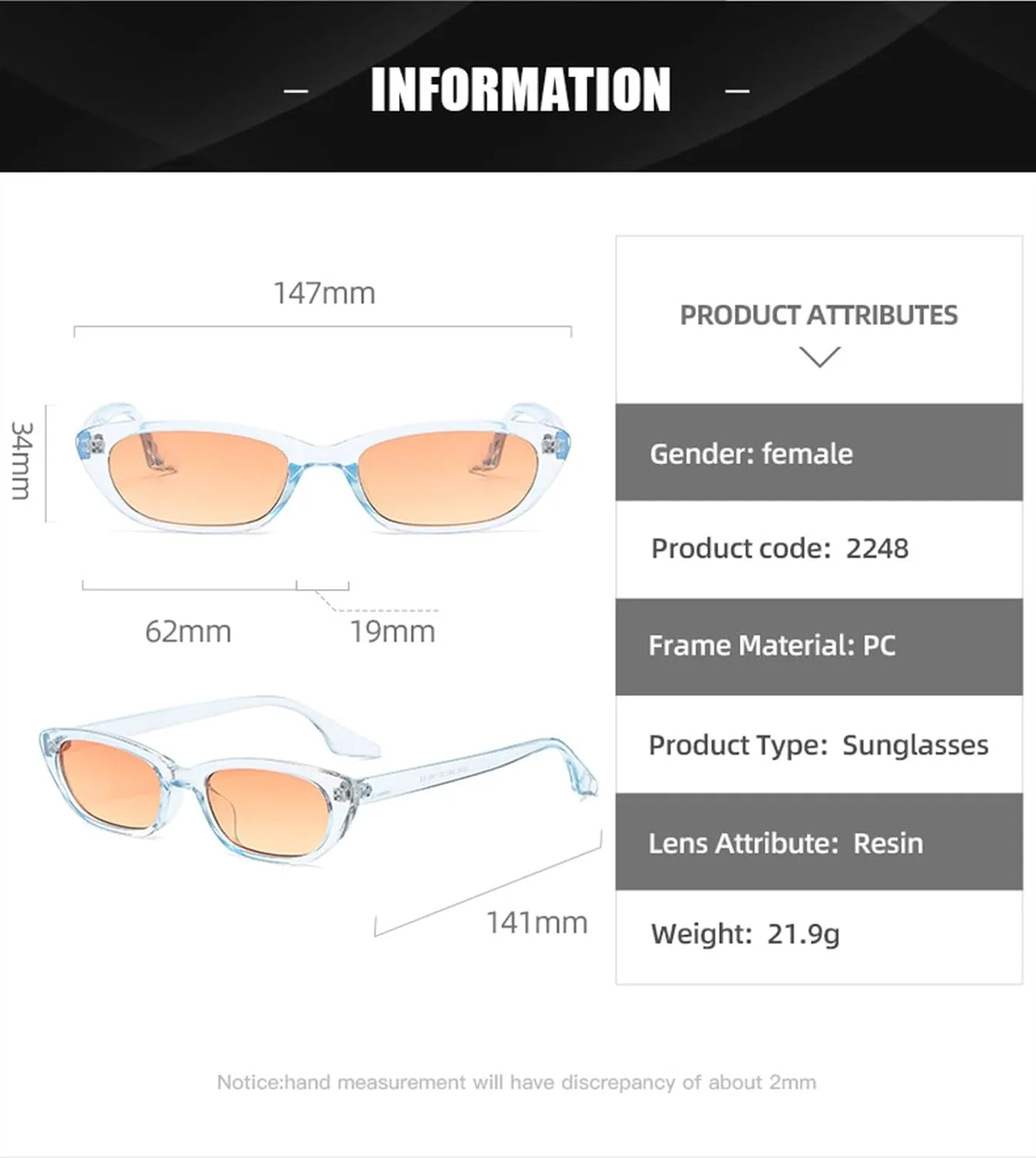 

Солнцезащитные очки XINXIN в стиле «кошачий глаз» в ретро-стиле, маленькие квадратные, для улицы, отдыха на природе, для мужчин и женщин (Цвет: E, Размер: Средний), E