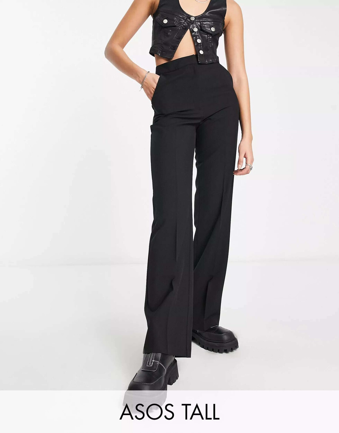 

Черные брюки прямого кроя ASOS Tall, Черный, Черные брюки прямого кроя ASOS Tall