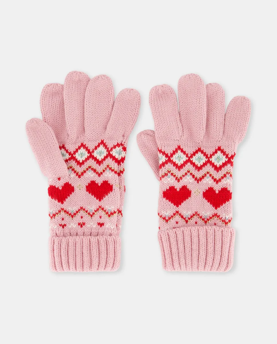 

Маленькие жаккардовые перчатки для девочки Kids El Corte Inglés, розовый