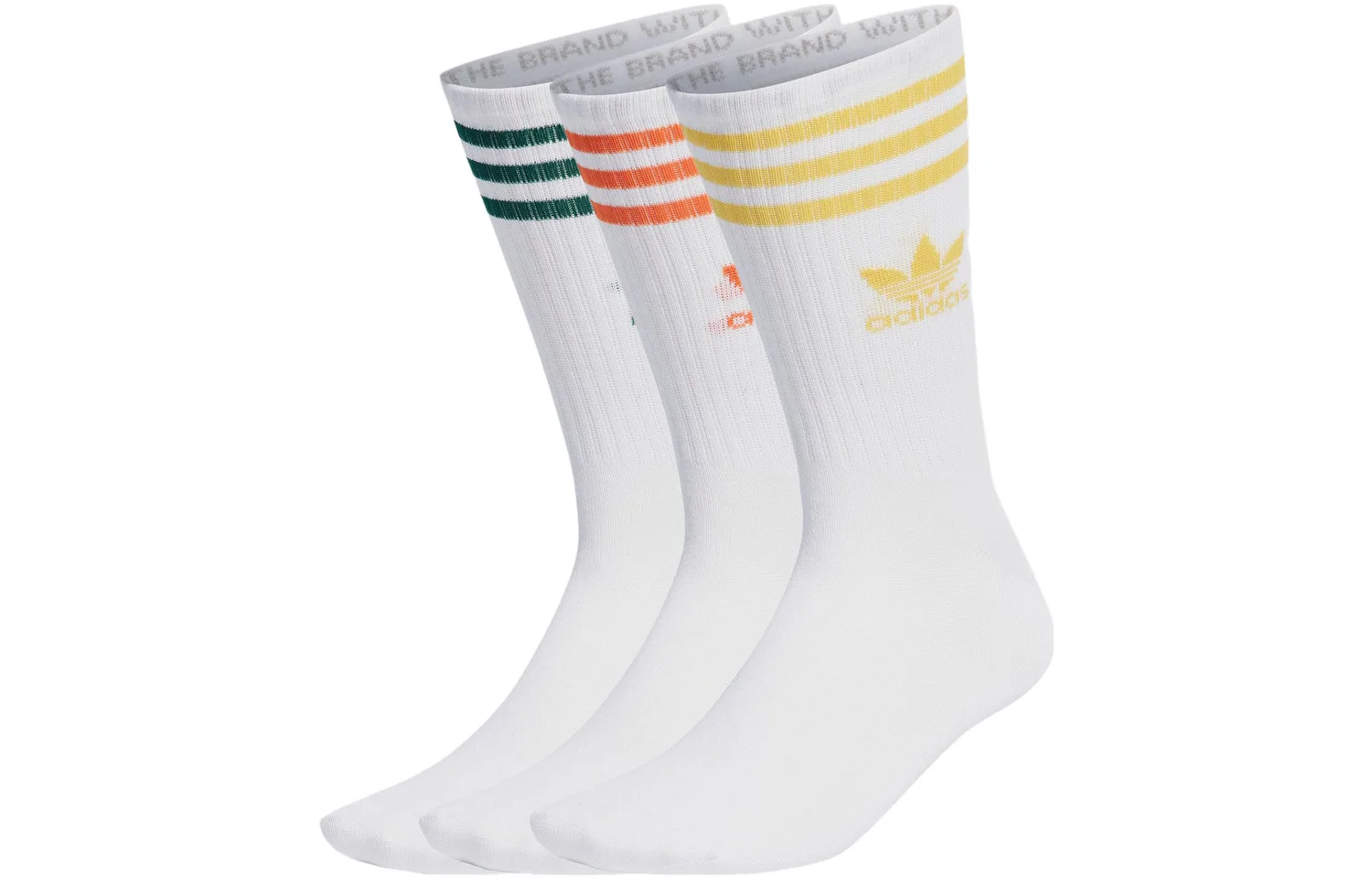 Adicolor Mid Cut Crew Socks 3 пары Adidas Originals, 3 pack (белый+sunсветло-желтый+оранжевый желтый)