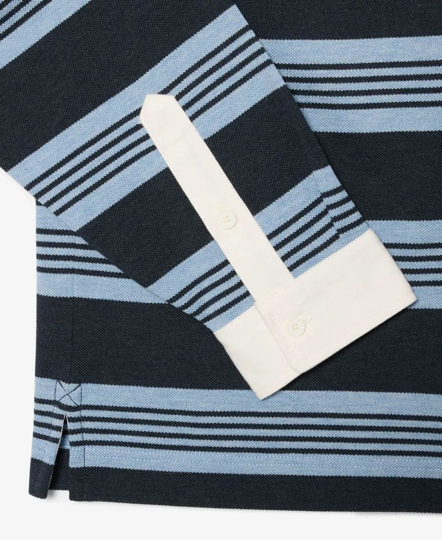 Мужская поло-рубашка свободного кроя в полоску пике для регби Lacoste, aphylla/черныйbird — фото 3
