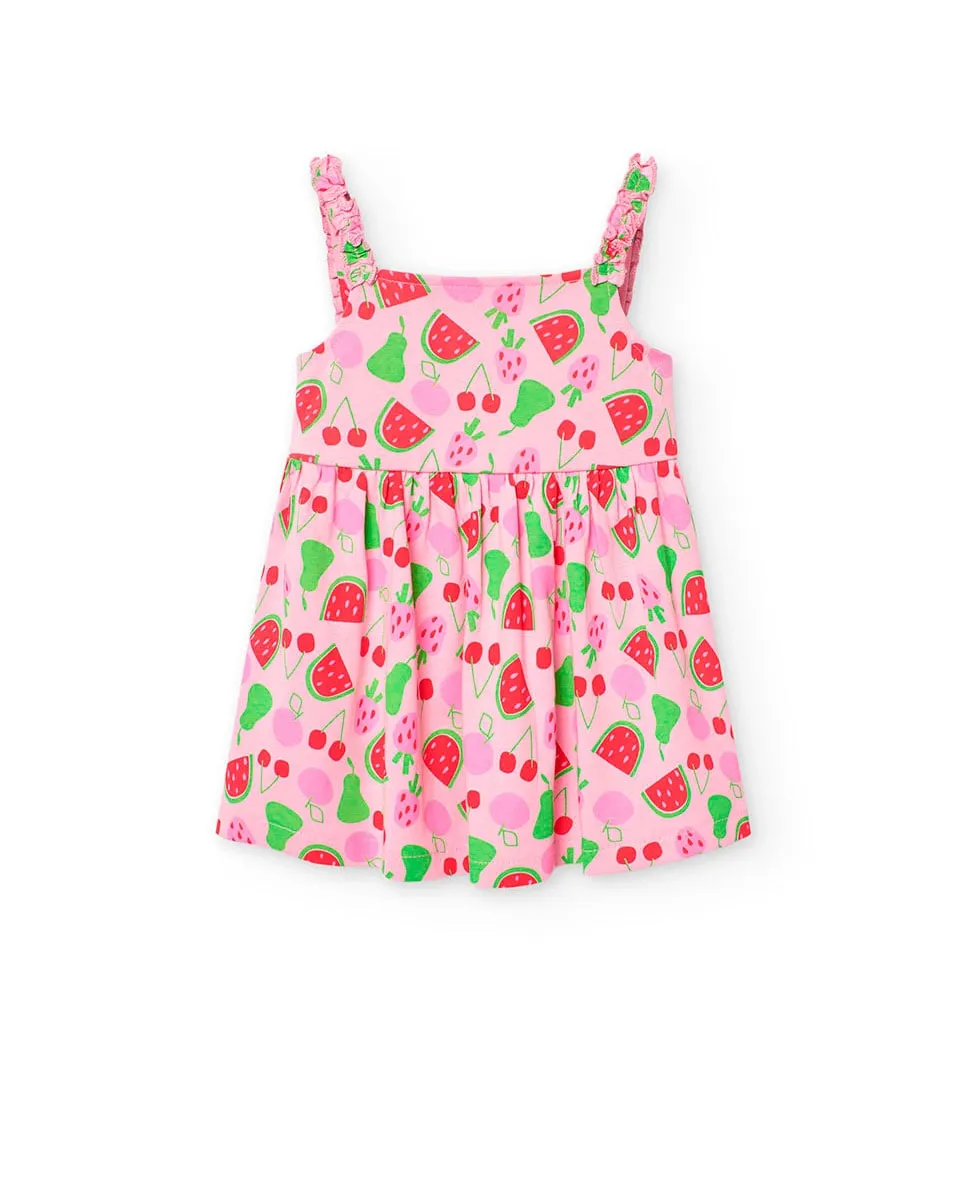 

Платье для девочек на бретелях с фруктовым принтом Boboli, цвет Rosa