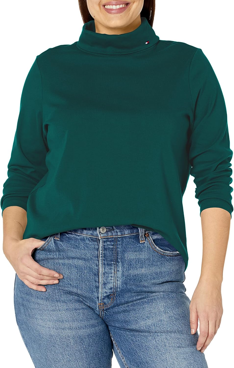 

Женская повседневная базовая мягкая водолазка Tommy Hilfiger, Forest