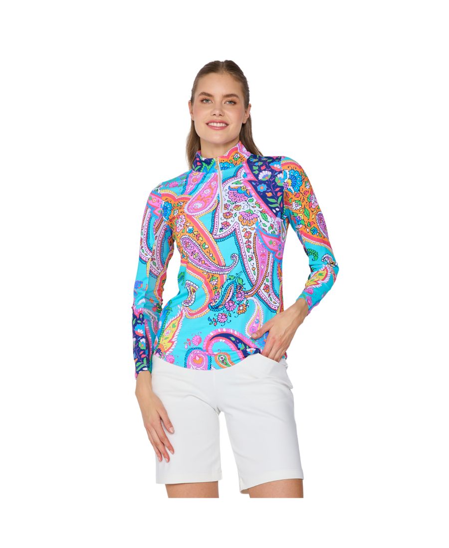 

G Lifestyle Женская блузка с длинными рукавами и воротником-стойкой G Lifestyle Clothing, Poolside