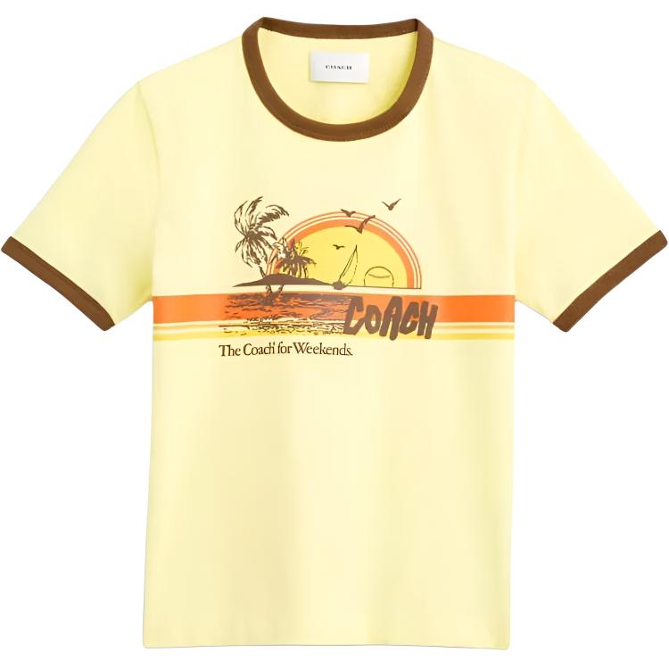 

COACH Футболка Regular SS25 женская желтая, Желтый, COACH Футболка Regular SS25 женская желтая