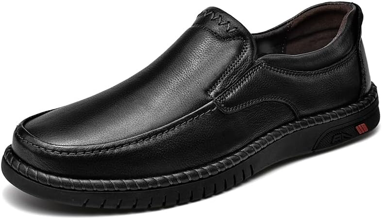 

Мужские ретро-туфли IGZBIBG без шнурков с мягкой подошвой, удобные, дышащие повседневные лоферы, нескользящие, и вождения, черный