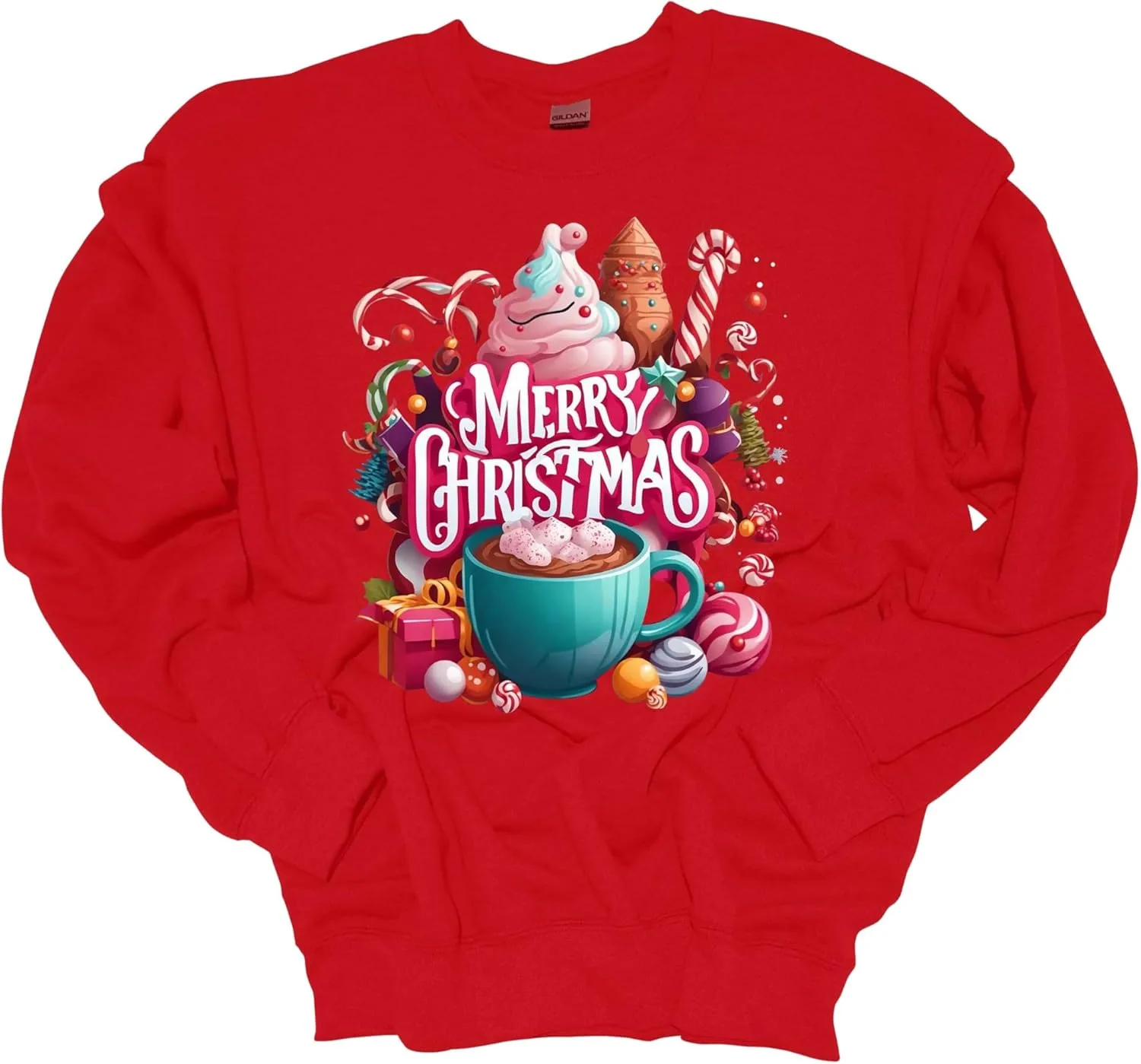 

Толстовка Trenz Shirt Company Unisex с новогодним принтом "Merry Christmas Hot Chocolate"