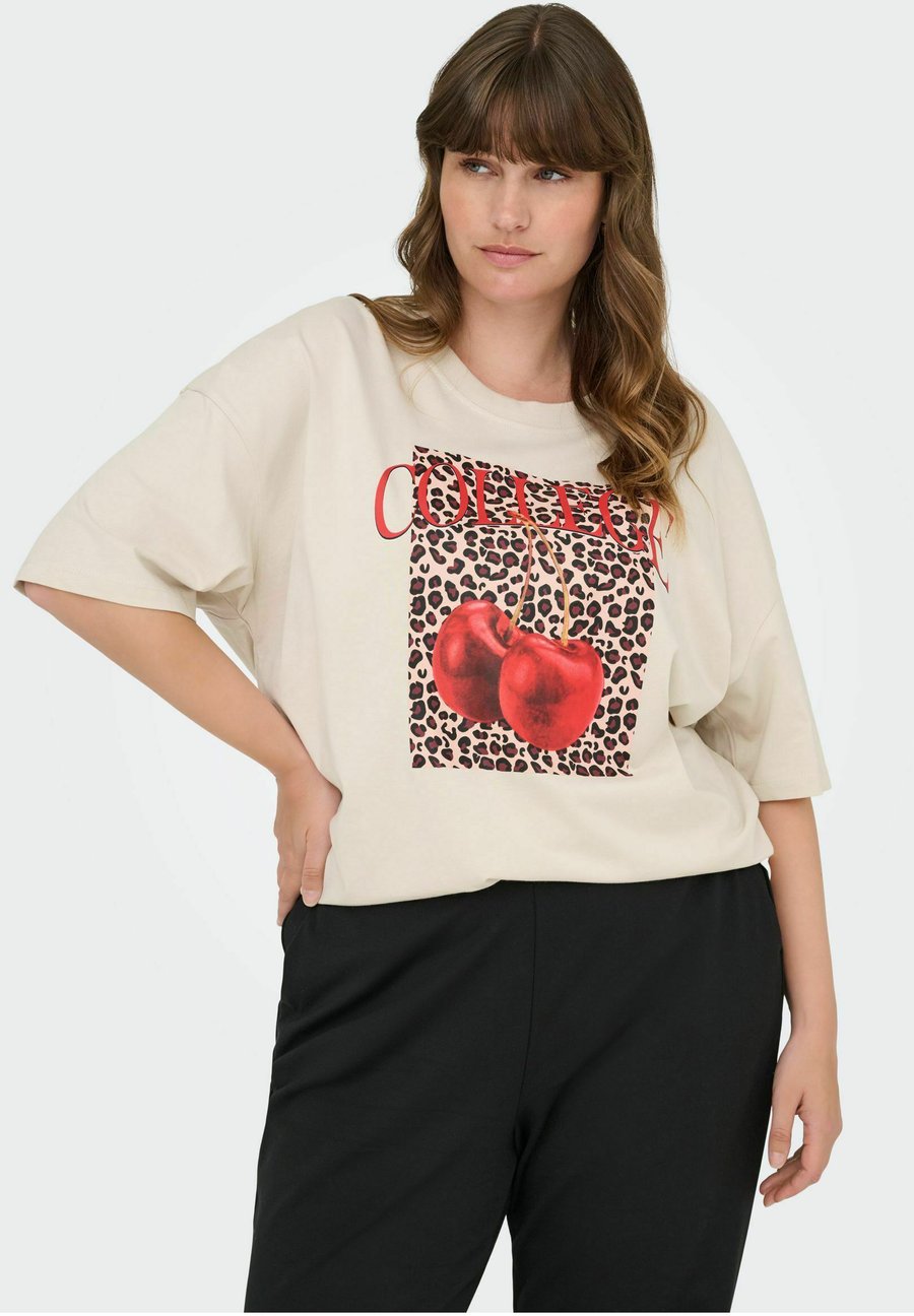 

Футболка ONLY Carmakoma CARKOURTNEY LIFE SS O-NECK REG JRS, Pumice Stone/Multi-Coloured