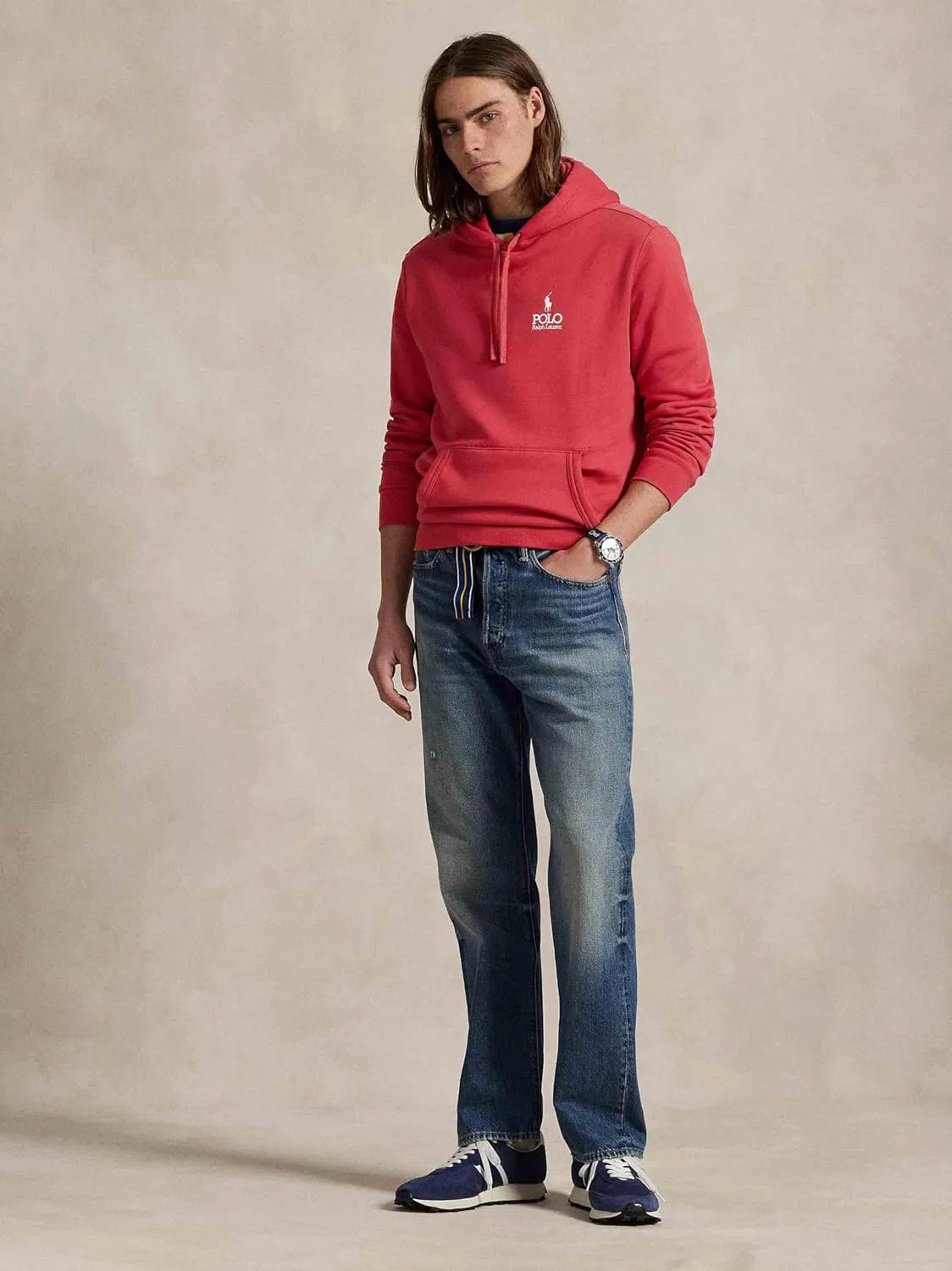 Винтажная толстовка с капюшоном POLO RALPH LAUREN с вышитым логотипом Polo Pony, красный — фото 2