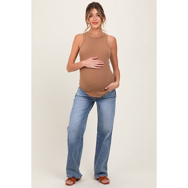 

Джинсы для беременных с потертостями, винтажный стиль, широкие штанины Pinkblush