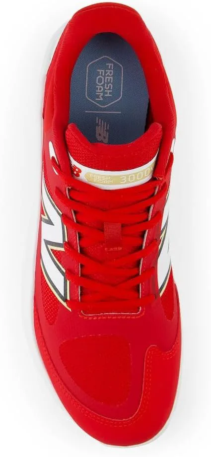 Мужские бейсбольные кроссовки New Balance Fresh Foam 3000 V7 Turf-Trainer, красно-белый — фото 3