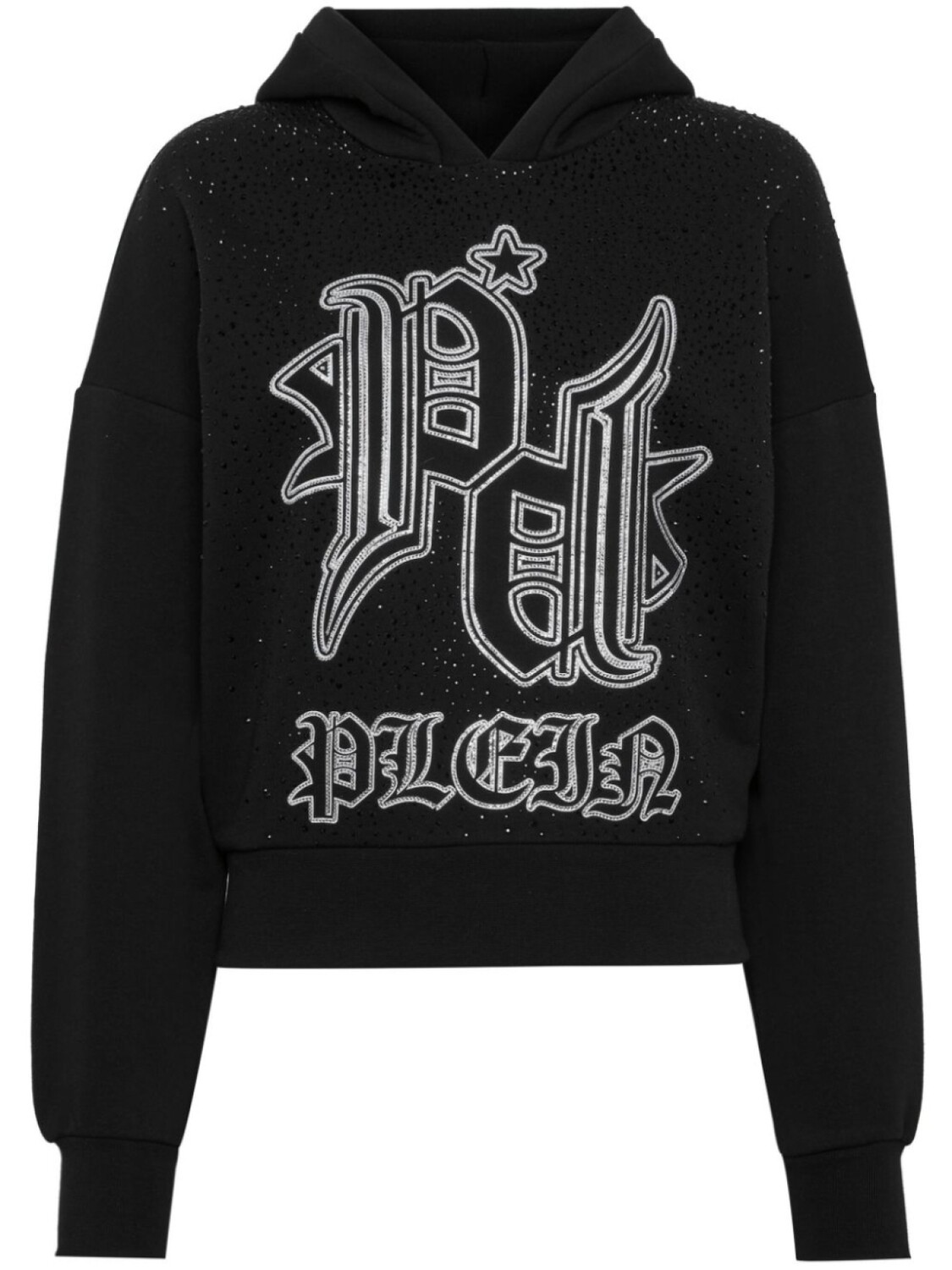 

Philipp Plein толстовка Gothic Plein с капюшоном, украшенная стразами, черный