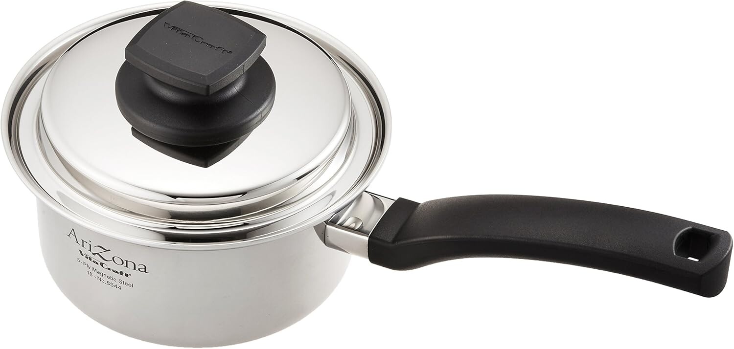 

Vitacraft 8544 Arizona Кастрюля с одной ручкой, 5,5 дюймов (14 см), рецепты включены, серебро Vita Craft, Sliver