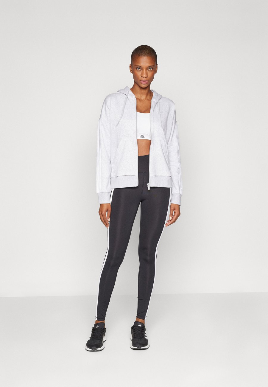 Толстовка Adidas Sportswear Zip-up sweatshirt, Light Grey Heather/White/Mottled Light Grey — фото 2