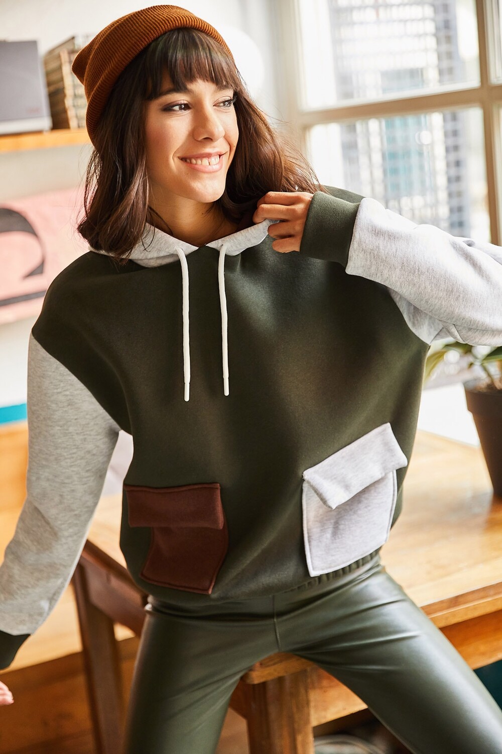 

Толстовка - Хаки - Свободный крой Olalook