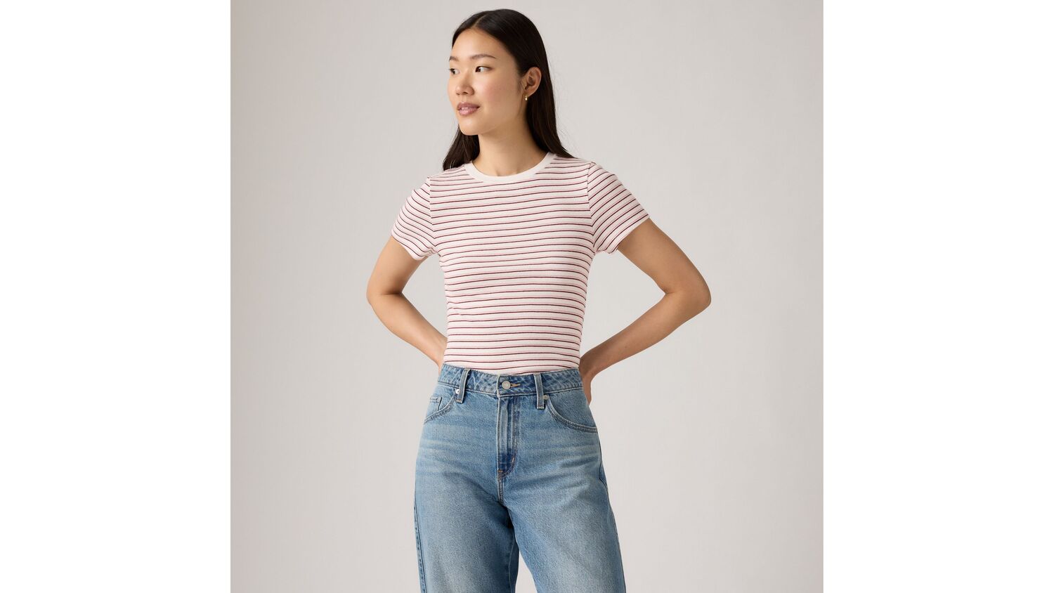 

Футболка Essential с коротким рукавом Levi's, Gianna Stripe Zephyr - Pink