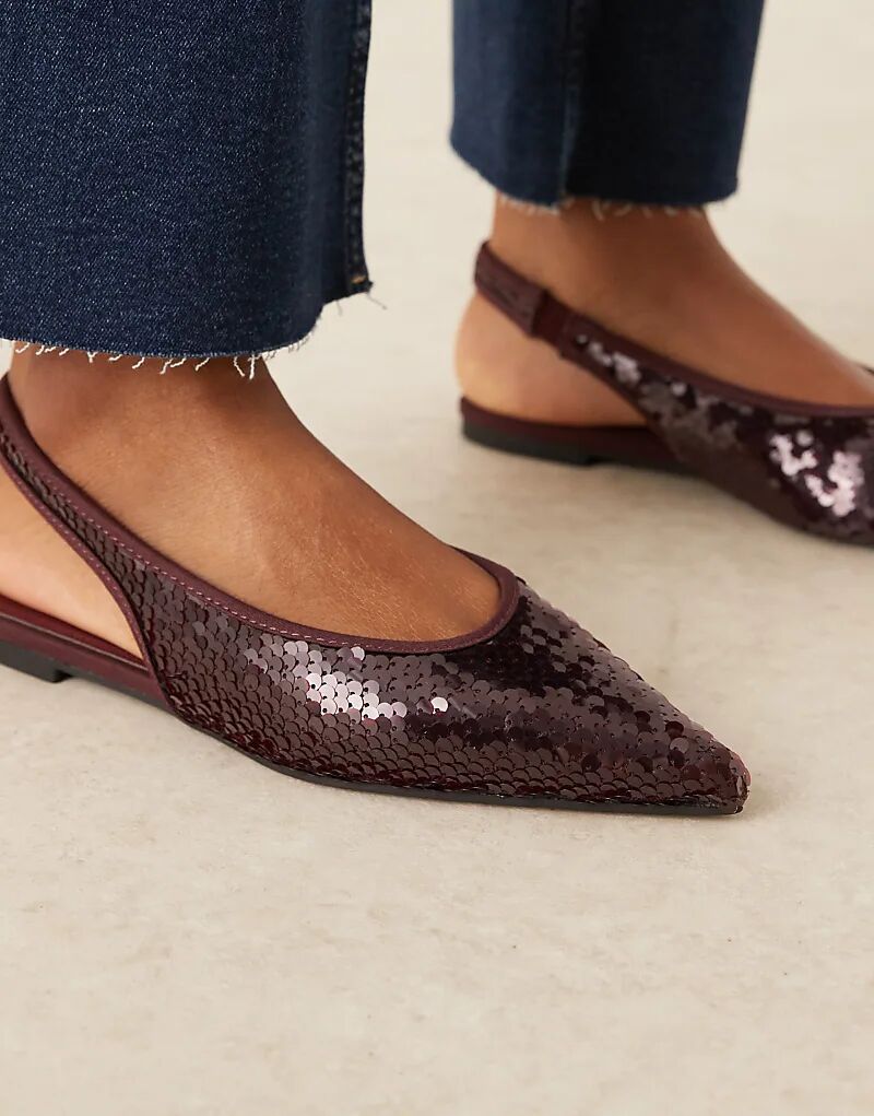 Балетки Linford с открытой пяткой ASOS DESIGN, бордовые, с пайетками — фото 4