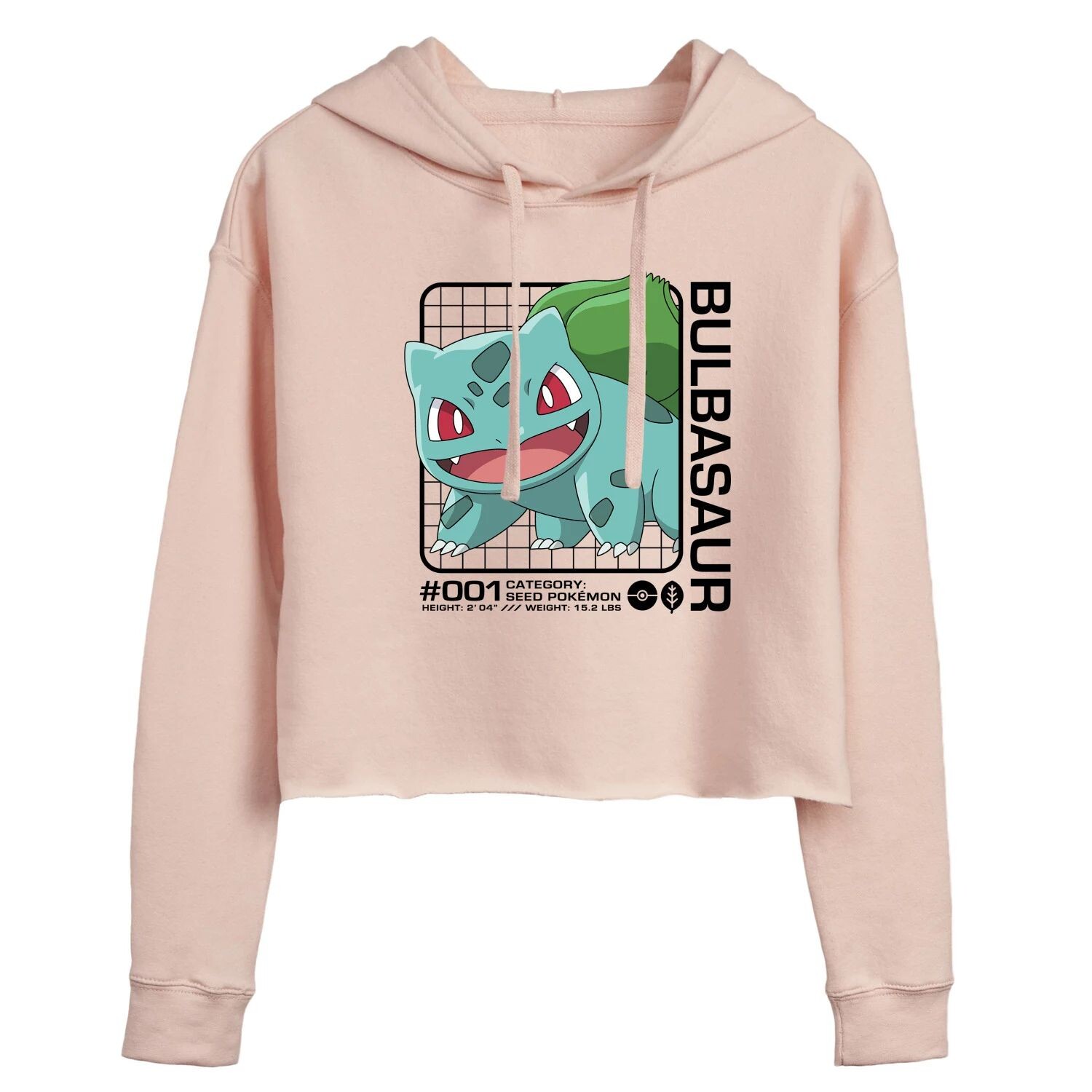 

Худи с капюшоном Pokemon Bulbasaur Stats Licensed Character, розовый