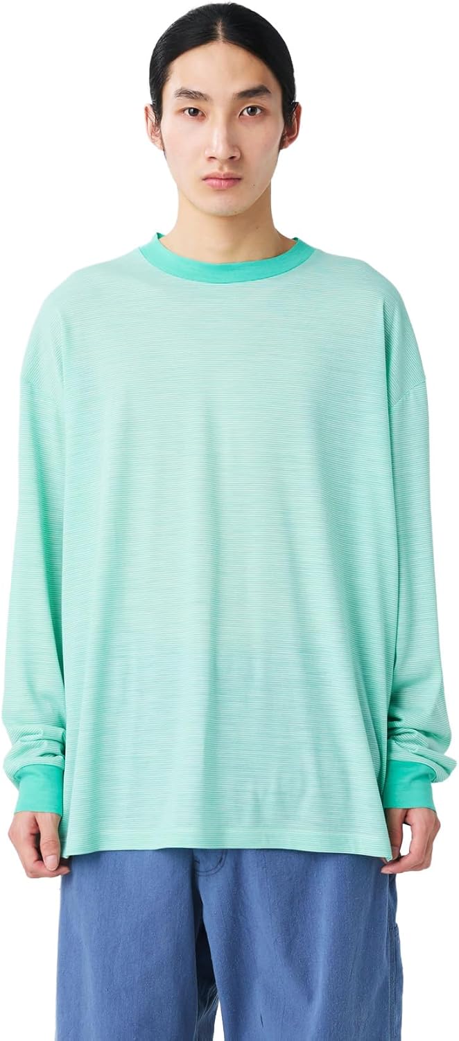 

Летняя шерстяная футболка с длинным рукавом Snow Peak CS-26SU006 в полоску, мужская и женская, светло-зеленый