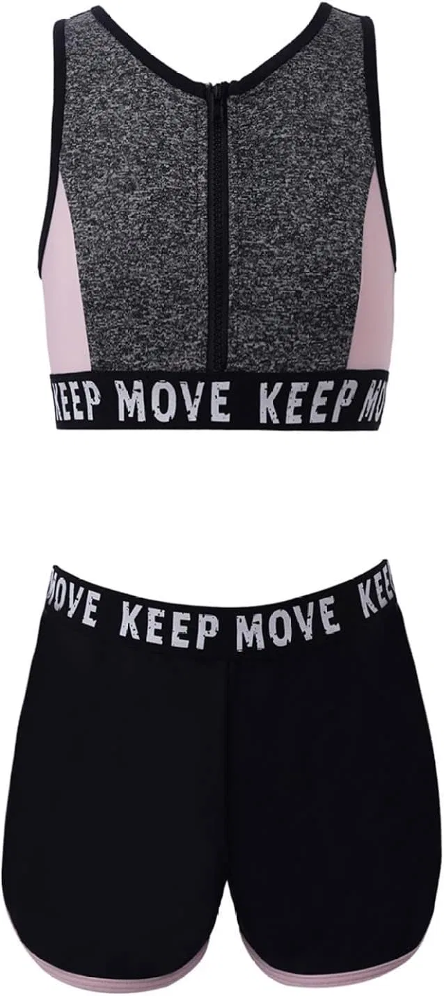 Детский спортивный костюм с принтом Yeeye, топ и шорты, Zipper Grey — фото 3