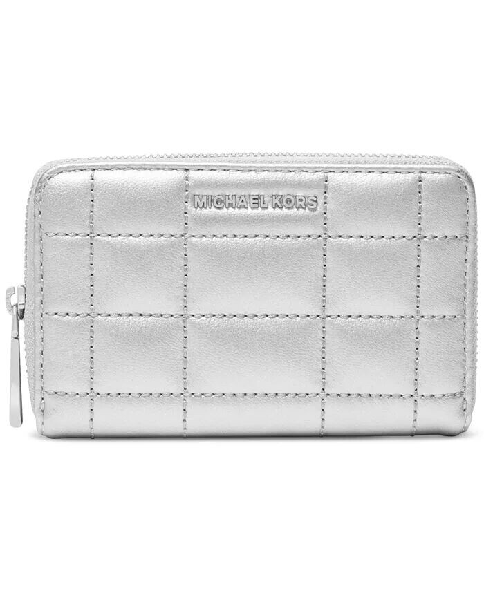 

Маленький футляр для визиток Jet Set на молнии Michael Kors, серебряный
