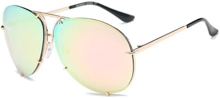 

Большие солнцезащитные очки-маска для женщин, зеркальные металлические солнцезащитные очки, модные женские очки с защитой от УФ-излучения UV400 MTZJH, Gold-pink Mirror