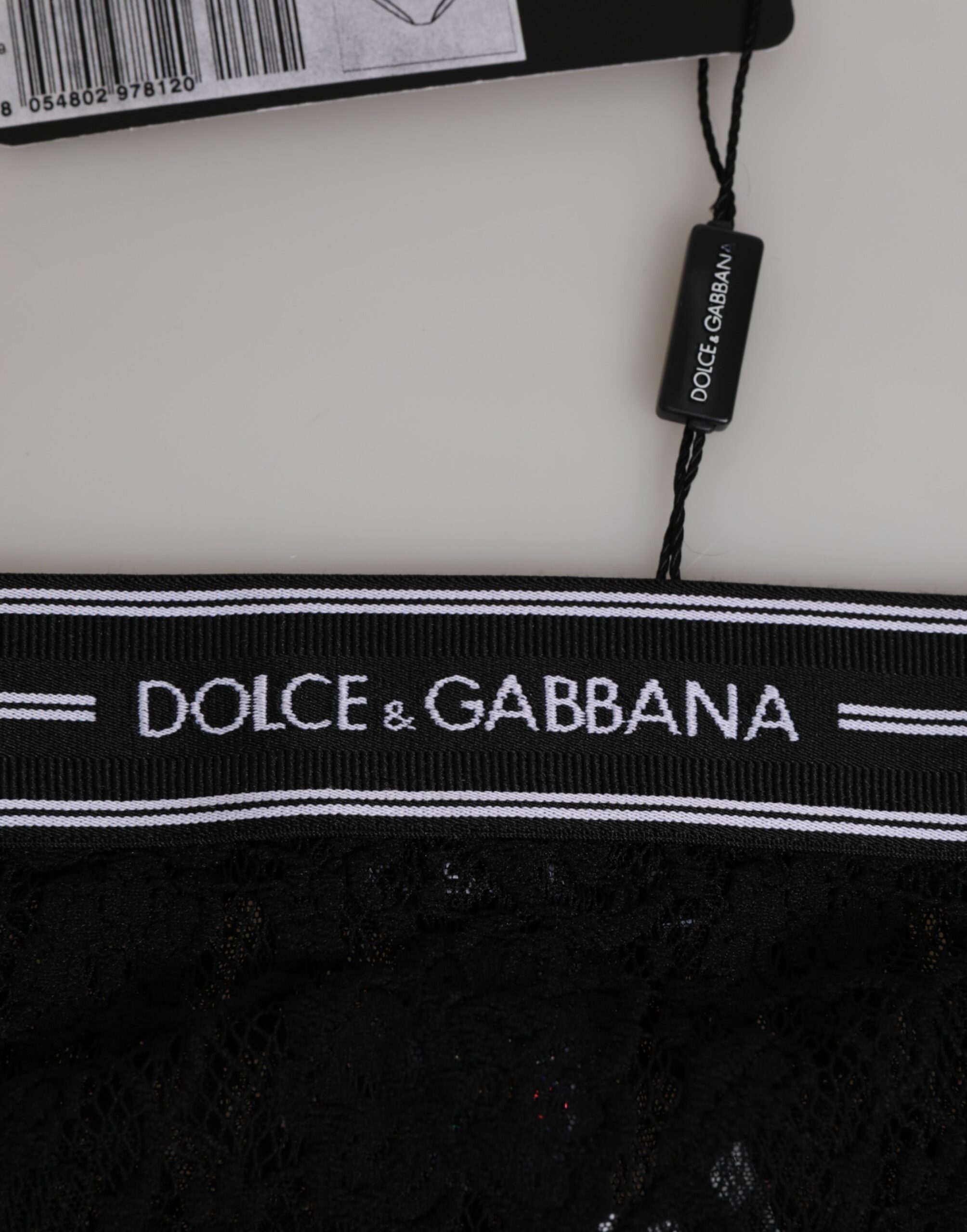 Черные кружевные трусики-слипы с логотипом на поясе Dolce & Gabbana, черный — фото 2