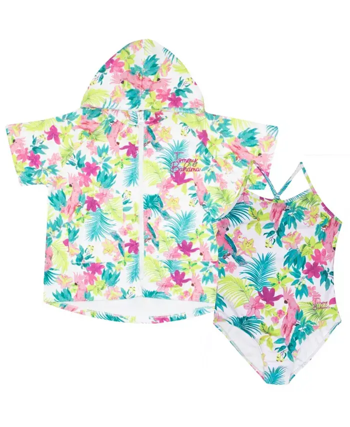 

Тропический худи с молнией и комплект из двух предметов для маленьких девочек Tommy Bahama, зеленый